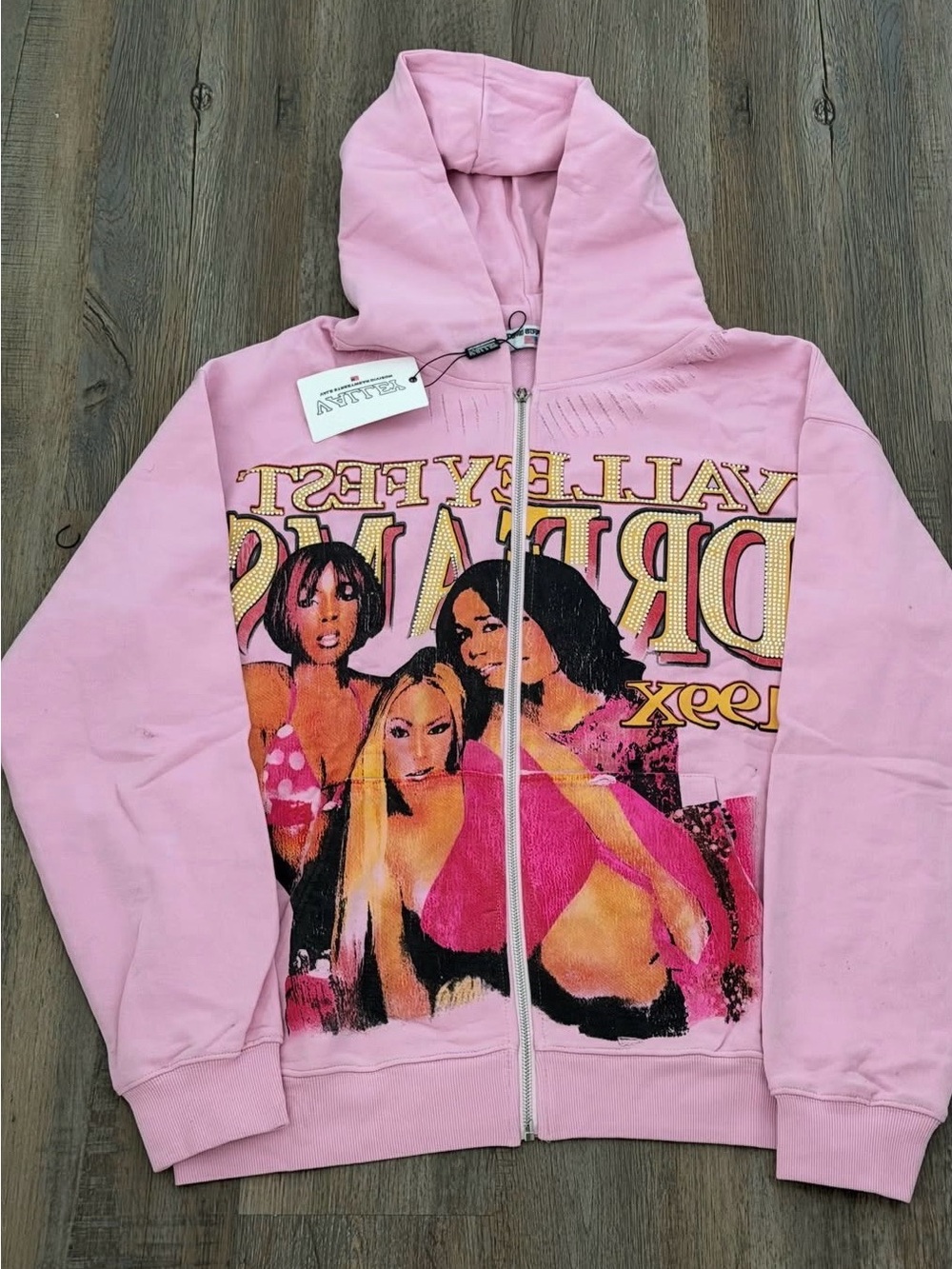 Valerie Bertinelli Pink Graphic Zip Hoodie